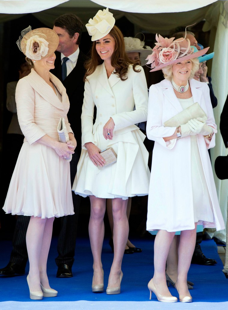 Image: Britain's Catherine, Duchess of Cambridge, Camilla, Duchess of Cornwall and Sophie, Countess of Wessex attend the annual Order of the Garter Service at St George's Chapel at Windsor Castle in Windsor